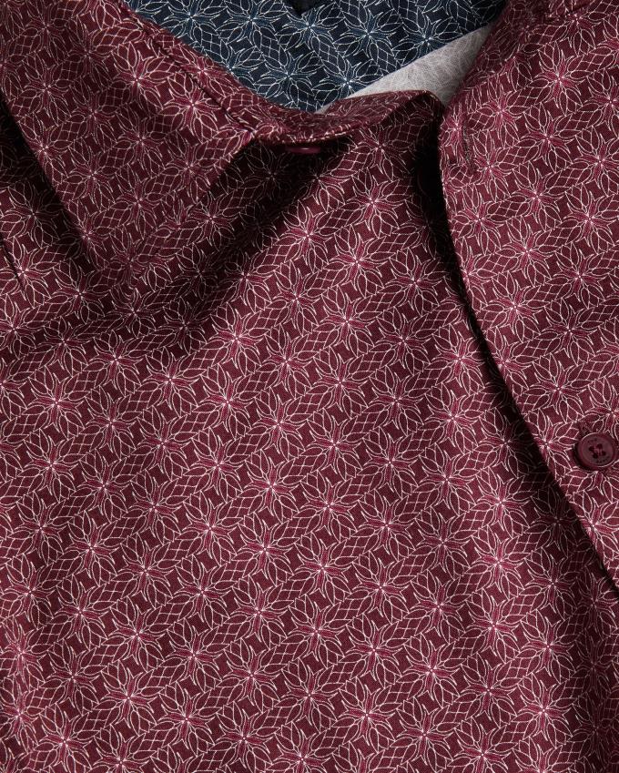 Chemises Ted Baker Long Sleeve Geometric Star Print Bordeaux Homme | POK-79833145